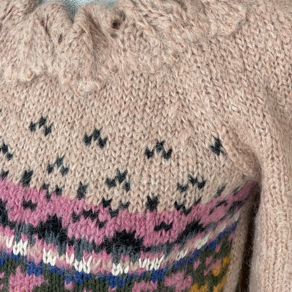MOSCHINO Cheap & Chic Pink Mohair Blend Patterned Knit Sweater EUC Size 10 US - Picture 4 of 15
